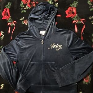 Juicy Couture Navy Velour Zip Hoodie
